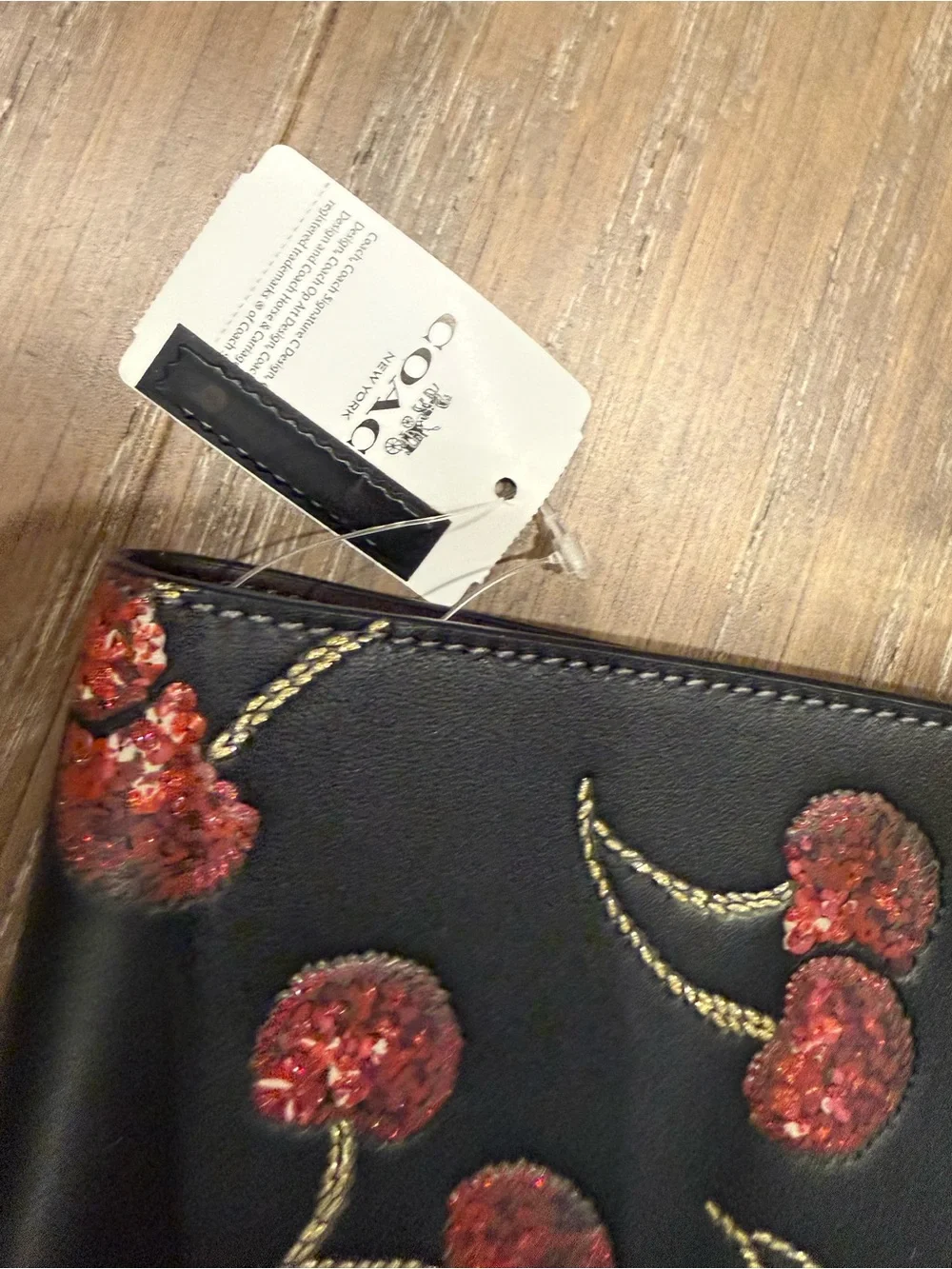 Coach Black Cherry Leather Notebooks, Umbrella, Mini Purse Key Ring Set